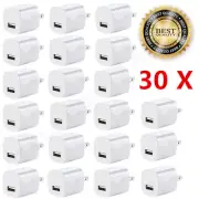 30 X White 1A USB Power Adapter AC Home Wall Charger US Plug FOR iPhone 5S 6 7 8
