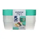 Sistema 1.9L Meal Prep Nest It Food Container Storage Pack of 5, Reusable, Green