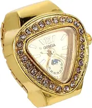 [WESIEVYA] Finger Watch Novelty Watches Digital Watch for Boys Watch Rings Vibtage Ring Watch Wrist Chain Watches for Women Mens Sports Watch Delicate Watch Finger Ring Golden Stainless Steel
