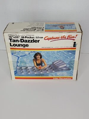 Vintage 1985 Intex Tan Dazzler Lounge Inflatable 18 Pocket Pool Raft Float *NEW*