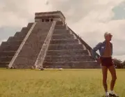 Jacques Cousteau before Chichen Itza in The Undersea World o- 1975 Old Photo