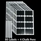80 Jar Labels + 4 Chalk Pens Blackboard Chalkboard Container Stickers Spice Herb