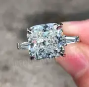 Three Stone 2.6Ct White Cushion Cut Moissanite Wedding Ring 925 Sterling Silver