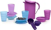Tupperware Mini Impressions 11 Pieces Mini Pitcher Tumbler Bowl Funnel Smidget Party Play Set Purple, 00010176722245