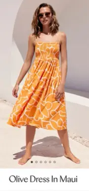 Mister Zimi Olive midi dress in Maui yellow orange size 12