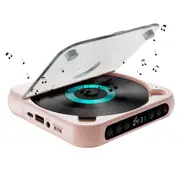 Portable Bluetooth CD Player with USB Playback and Rechargeable Battery-Pink