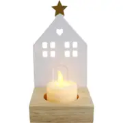 LVD Porcelain Tealight Candle Holder Display House Star 12cm - White