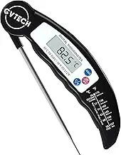 GVTECH Digital Instant Read Meat Thermometer, Foldable Long Probe, °F/°C, Auto On/Off, Perfect for Kitchen Smoker Grill BBQ Water Milk Jam Hot Beverage