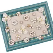 Pearl Embellishments,21pcs Rhinestone Pearl Buttons Pearl Brooch Pearl