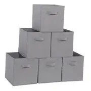 Storage Cubes, 11 Inch Collapsible Storage Bins with Handles, 6 11 INCH Grey