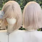 Lolita Blond Anime Cosplay Wigs Hair Extension Synthetic Wigs with Bangs Daily