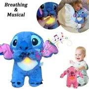 Stitch Breathing Musical Soothing Doll Sleep Toys Anxiety Relief Plush Toy Gift~
