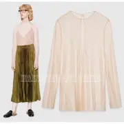 GUCCI TOP LONG SLEEVE PINK NET TULLE WITH CAMISOLE $900 sz IT 40 US 4
