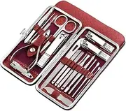 Nail Clippers Set Home Nail Clipper Set Of 18 Pieces Large Size Dead Skin Pliers Diagonal To Remove Dead Skin Small Eyebrow Clipper Leather Sleeve Nail Clippers Portable Set(Red)