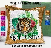 Tiger Cushion Cover Flip Sequin Throw Pillow - Personalised