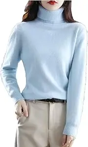[Hamthuit] Women's High Neck Pullover Knitted Warm Fitted Sweater Soft Long Sleeve Ribbed Fitted Turtleneck Sweater