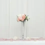 SILVER 2 Metal 32" Trumpet VASES Acrylic Crystal Beads Table Centerpieces Party