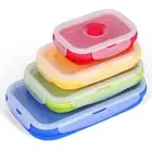 XSUPER Set of 4 Collapsible Silicone Food Storage Container Foldable Meal Prep L