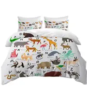 Kids Alphabet Animals Names Quilt Cover