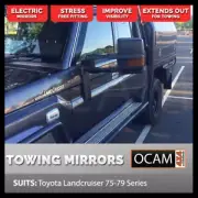 OCAM Extendable Towing Mirrors For Toyota Landcruiser 75 76 78 79 Series, Electr