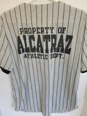 Ying's Alcatraz Hardball Adult L Gray Pinstripe Polycotton Baseball Jersey
