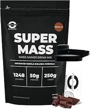 Pure Product Australia - Super Mass Gainer Protein Powder - 50g Protein per Serving, 250g Carbs, Supports Muscle Gain & Recovery, High-Calorie Formula for Energy Boost - 7.5Kg Chocolate + Glass shaker