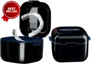 Denture Bath Case with Strainer Basket, Retainer Cup, Night Mouth Guard Holder,