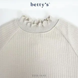 【betty’s 貝蒂思】壓線格紋荷葉邊立領落肩T-shirt(共二色)