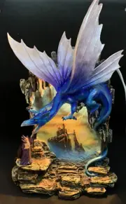 Dragon Vs Wizard Light Up 3D Sculpture Fantasy Statue Figurine NIB Night Light