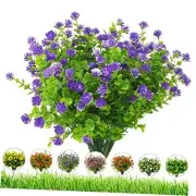 Artificial Flowers Outdoor,UV Resistant Fake Flowers,Outside 8 Bundles Purple