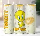 Tweety Tumbler 20oz Stainless Steel Skinny Straw Insulated Cup Mug