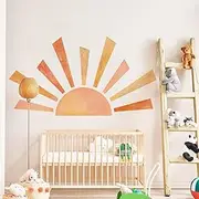Denylo pro 42.1x23.6 inch Boho Half Sun Wall Decal Large Wall Decal Sunshine Wall Stickers Vinyl Wall Decals Removable Peel and Stick Wall Stickers for Nursery Kids Room Playroom Decor