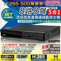 在飛比找momo購物網優惠-【CHICHIAU】H.265 5MP 8路8聲同軸音頻 1