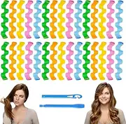 Pack of 30 Curlers for Long Hair, Heatless Curls Spiral Curling Iron without Heat with Styling Hook, Curler Set for Women & Girls, Overnight Curlers for Natural Waves & Volume