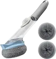 Dish Scrub Brush - Deep Cleaning Scrubber, Anti Slip Handle Kitchen Brush | Long Lasting Pot Scrubber with Replaceable Brush Head, Non Abrasive Scrubbing Brush for Nonstick and Ceramic Cookware