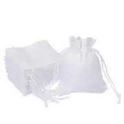 2.7x3.5 Inch Burlap Bags with Drawstring, 50 Pcs Linen Gift Bags, White