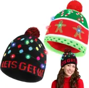 Blowata Christmas Hat Light Up Christmas Knitted Beanie Hat, Cute Cartoon Design