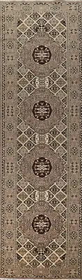 Beige Geometric Traditional Hallway 16' Long Runner Rug 3x16 ft
