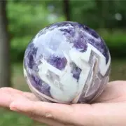Natural Dream Amethyst Carved Ball Reiki Crystal Sphere Christmas gift XQ2848