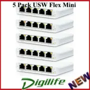 Ubiquiti 5 Pack USW Flex Mini 5 Port Gigabit Switch Managed Layer 2,1XPOE In