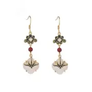 Chinese Style Enamel Color Craft Earrings Jade Tassel Drop Earrings