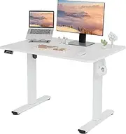 LongKe Electric Standing Desk Adjustable Height, Stand up Home Office Desk, Sit Stand Desk with Memory Preset (White, 40 inches)