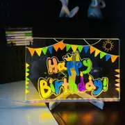 Acrylic Dry Erase Board with Light, LED Letter Message Board with 7 Pen for Office School Home 300*200*3mm