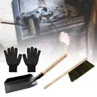 Fireplace Tools Wooden Handle Hearth Tidy Firepit Black Gloves Fireside Dustpan