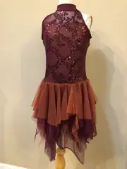 Curtain Call Costume R520 Child Large Burgundy Orange Lyrical Tulle Skirt