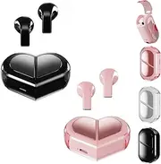 K520 Earbuds, Heart Shaped Couple Earbuds, Modular Design Rotatable Combination, 2025 New Invisible Wireless Bluetooth Earbuds, Stereo Sound Low (Black+Pink)