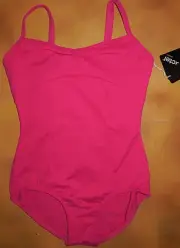 NWT Bloch Dance Hot Pink Tapered Strap Leotard Princess Seam M Chld 8-10 CL2720
