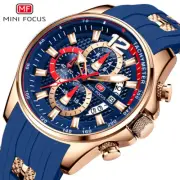 MINI FOCUS Watch Men Brand Chronograph Quartz Watch Big Dial Date Silicone Watch