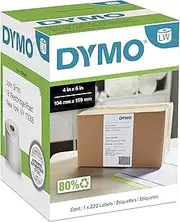 DYMO Authentic LW Extra-Large Shipping Labels for LabelWriter Label Printers, White, 4'' x 6'', 1 Roll of 220