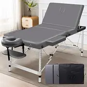 ALFORDSON Massage Table Folding Massage Bed Adjustable 75cm Wide Portable Therapy Table Lift Up SPA Bed, Grey